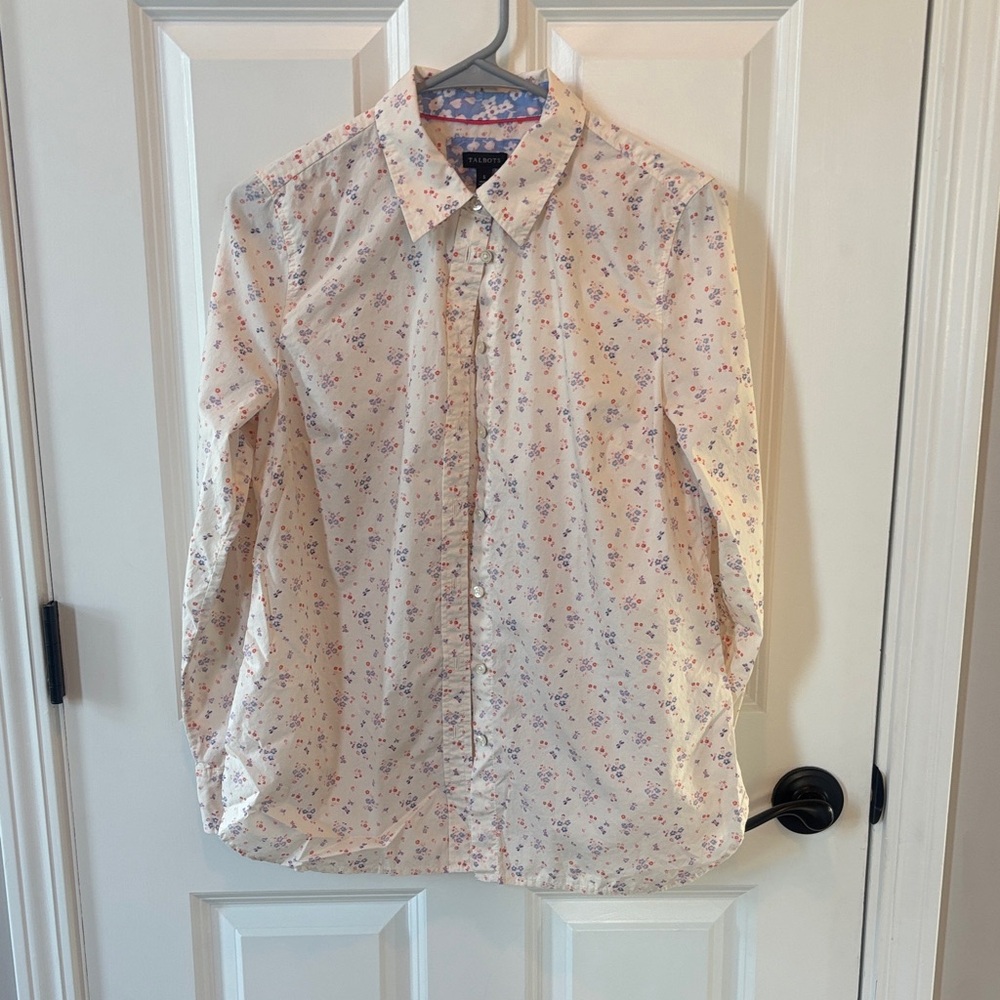 Talbots Cream Floral women’s Button Down Shirt